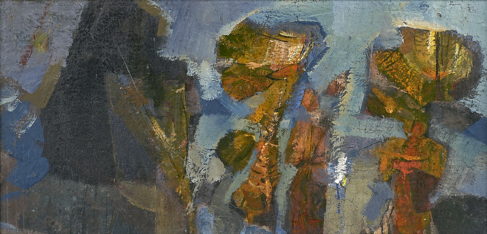 Syd Solomon, Yield of the Creek | SOLD, 1957
Ink, gouache and oil on canvas on wood panel, 14 1/2 x 30 in. (36.8 x 76.2 cm)
© Estate of Syd Solomon
SOL-00014