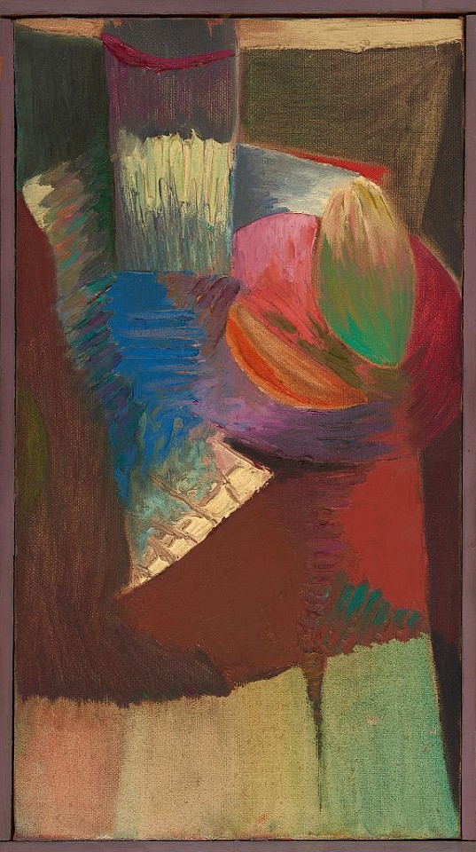 Joyce Weinstein, Still Life | SOLD, 1948
Oil on canvas, 13 1/2 x 7 1/2 in. (34.3 x 19.1 cm)
WEI-00039