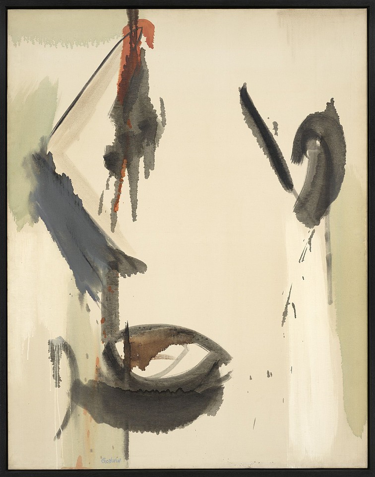 Judith Godwin, Ode to Kenzo Okada | SOLD, 1955
Oil on canvas, 55 7/8 x 44 1/8 in. (141.9 x 112.1 cm)
GOD-00117