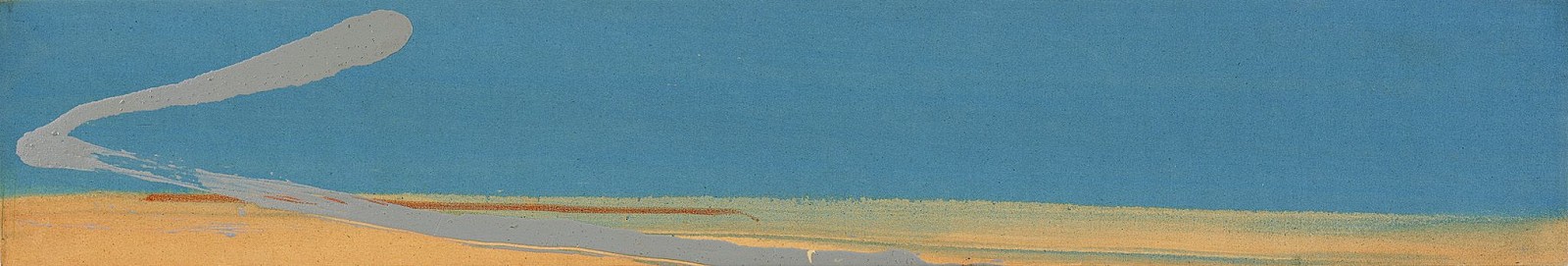 Larry Zox, Blue Check, c. 1981
Acrylic on canvas, 13 x 75 3/8 in. (33 x 191.4 cm)
ZOX-00165