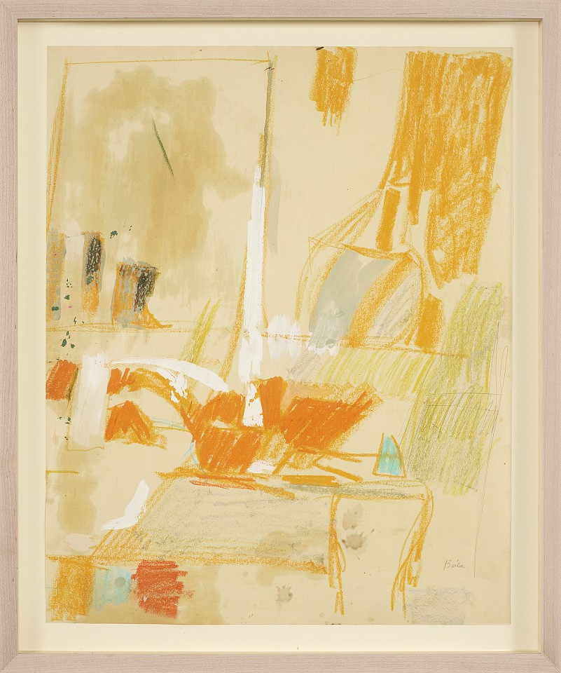 Janice Biala, Untitled (Orange still life), c. 1955
Oil paint and pastel with pencil on paper, 18 1/2 x 15 in. (47 x 38.1 cm)
BIAL-00053